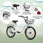 Bicicleta infantil Okak de 20 pulgadas con cuadro de acero ligero, bicicletas de crucero para niños con freno de contrapedal y freno en V, minibicicleta con protector de cadena y portaequipajes trasero