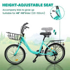 Bicicleta infantil Okak de 20 pulgadas con cuadro de acero ligero, bicicletas de crucero para niños con freno de contrapedal y freno en V, minibicicleta con protector de cadena y portaequipajes trasero