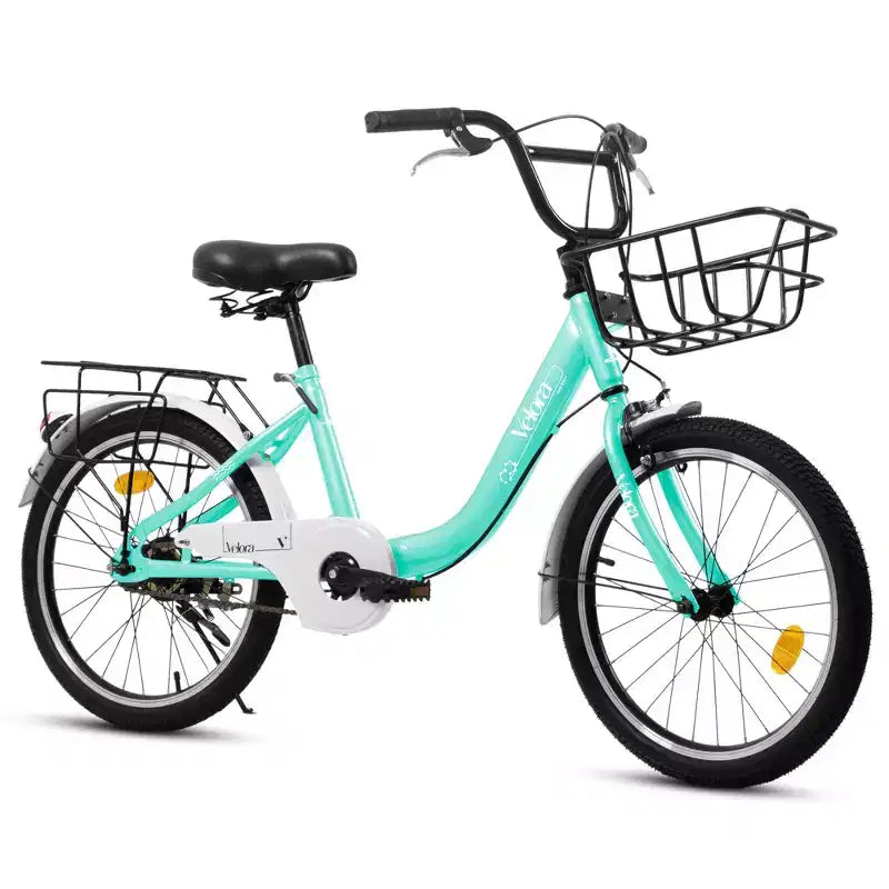 Bicicleta infantil Okak de 20 pulgadas con cuadro de acero ligero, bicicletas de crucero para niños con freno de contrapedal y freno en V, minibicicleta con protector de cadena y portaequipajes trasero