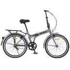 Bicicleta plegable Okak 24IN con guardabarros y doble freno en V, bicicleta urbana con cuadro de acero y portaequipajes, bicicletas tipo crucero para hombres y mujeres
