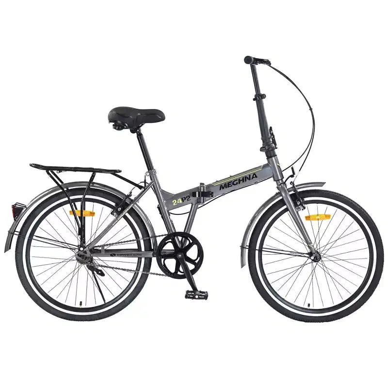 Bicicleta plegable Okak 24IN con guardabarros y doble freno en V, bicicleta urbana con cuadro de acero y portaequipajes, bicicletas tipo crucero para hombres y mujeres