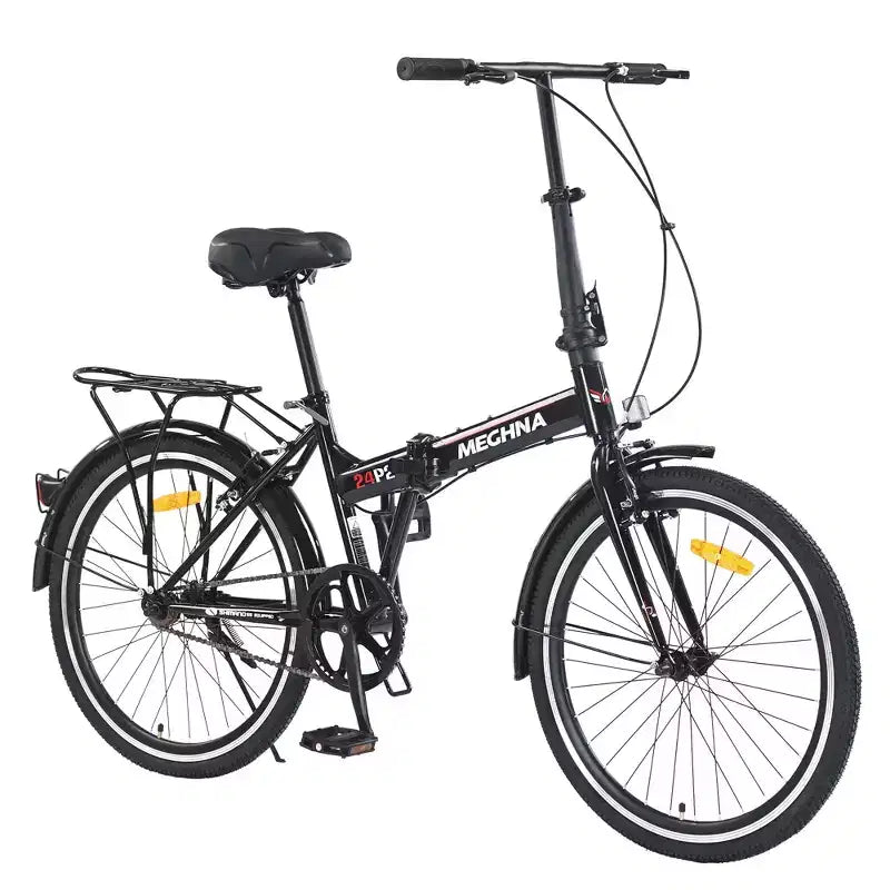 Bicicleta plegable Okak 24IN con guardabarros y doble freno en V, bicicleta urbana con cuadro de acero y portaequipajes, bicicletas tipo crucero para hombres y mujeres