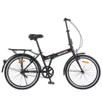 Bicicleta plegable Okak 24IN con guardabarros y doble freno en V, bicicleta urbana con cuadro de acero y portaequipajes, bicicletas tipo crucero para hombres y mujeres