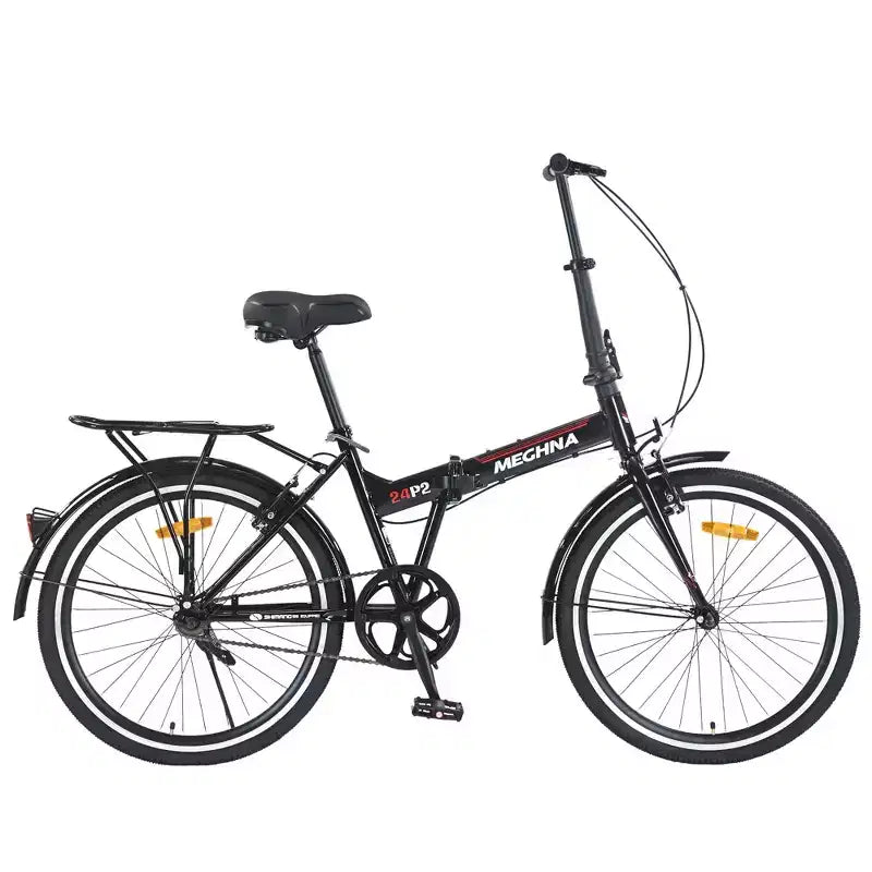 Bicicleta plegable Okak 24IN con guardabarros y doble freno en V, bicicleta urbana con cuadro de acero y portaequipajes, bicicletas tipo crucero para hombres y mujeres
