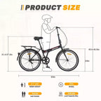 Bicicleta plegable Okak 24IN con guardabarros y doble freno en V, bicicleta urbana con cuadro de acero y portaequipajes, bicicletas tipo crucero para hombres y mujeres