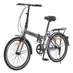 Bicicleta plegable Okak 24IN con guardabarros y doble freno en V, bicicleta urbana con cuadro de acero y portaequipajes, bicicletas tipo crucero para hombres y mujeres