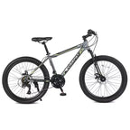 Okak Bicicleta de Montaña de 24 pulgadas con frenos de disco dobles y suspensión delantera, Bicicleta infantil con 21 velocidades y cuadro de acero, Bicicleta para niños y niñas