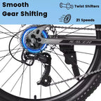Okak Bicicleta de Montaña de 24 pulgadas con frenos de disco dobles y suspensión delantera, Bicicleta infantil con 21 velocidades y cuadro de acero, Bicicleta para niños y niñas