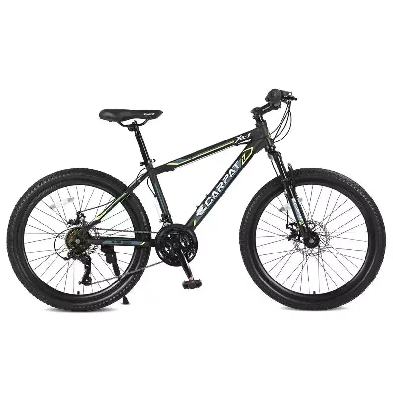 Okak Bicicleta de Montaña de 24 pulgadas con frenos de disco dobles y suspensión delantera, Bicicleta infantil con 21 velocidades y cuadro de acero, Bicicleta para niños y niñas