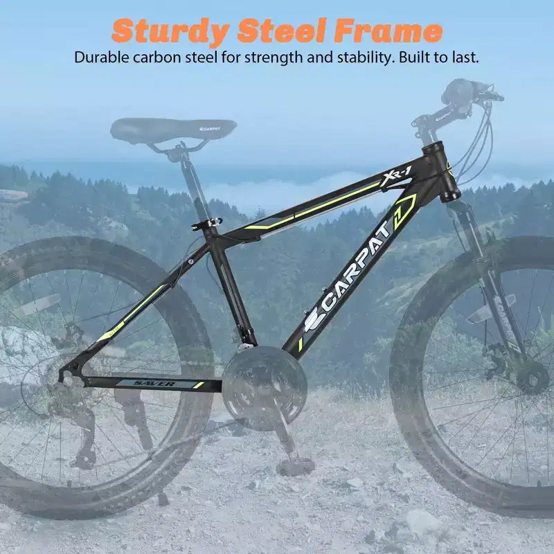Okak Bicicleta de Montaña de 24 pulgadas con frenos de disco dobles y suspensión delantera, Bicicleta infantil con 21 velocidades y cuadro de acero, Bicicleta para niños y niñas