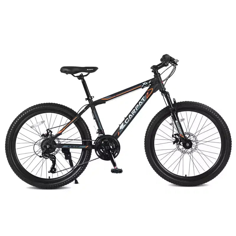 Okak Bicicleta de Montaña de 24 pulgadas con frenos de disco dobles y suspensión delantera, Bicicleta infantil con 21 velocidades y cuadro de acero, Bicicleta para niños y niñas