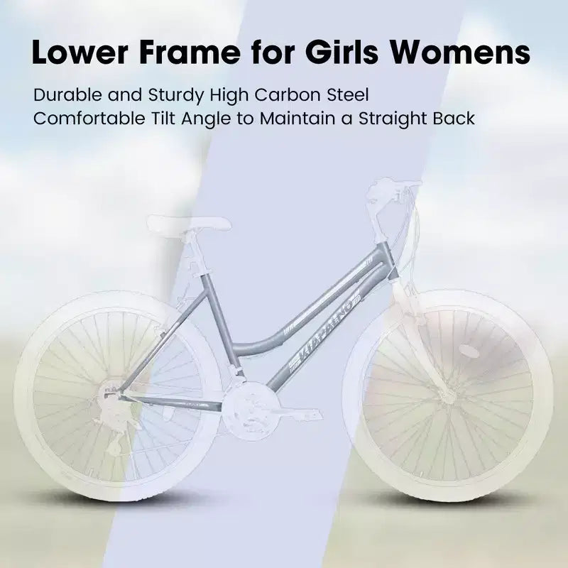 Bicicleta de Montaña Okak de 24/26 pulgadas con Cuadro de Acero al Carbono, Bicicleta para Adultos con Sistema de 21 Velocidades y Doble Freno en V, Bicicleta de Tierra para Adultos y Adolescentes