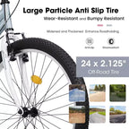 Bicicleta de Montaña Okak de 24/26 pulgadas con Cuadro de Acero al Carbono, Bicicleta para Adultos con Sistema de 21 Velocidades y Doble Freno en V, Bicicleta de Tierra para Adultos y Adolescentes