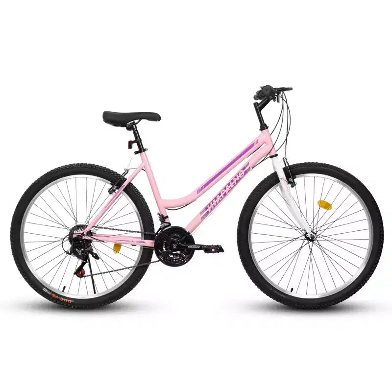 Bicicleta de Montaña Okak de 24/26 pulgadas con Cuadro de Acero al Carbono, Bicicleta para Adultos con Sistema de 21 Velocidades y Doble Freno en V, Bicicleta de Tierra para Adultos y Adolescentes