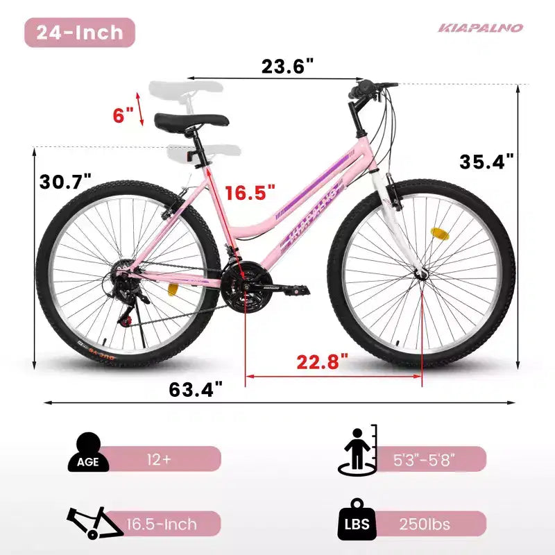 Bicicleta de Montaña Okak de 24/26 pulgadas con Cuadro de Acero al Carbono, Bicicleta para Adultos con Sistema de 21 Velocidades y Doble Freno en V, Bicicleta de Tierra para Adultos y Adolescentes