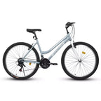 Bicicleta de Montaña Okak de 24/26 pulgadas con Cuadro de Acero al Carbono, Bicicleta para Adultos con Sistema de 21 Velocidades y Doble Freno en V, Bicicleta de Tierra para Adultos y Adolescentes