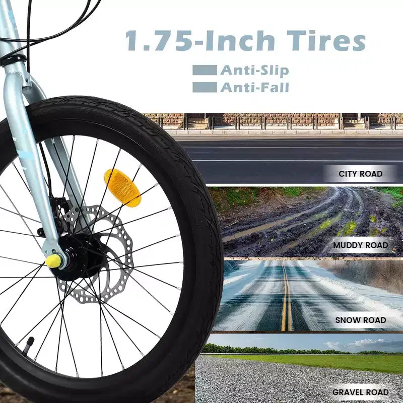 Bicicleta para niños Okak 20IN con 7 velocidades y cuadro de acero, bicicleta para niños con frenos de disco dobles y neumáticos de 1.75IN, bicicletas tipo crucero para niños y niñas