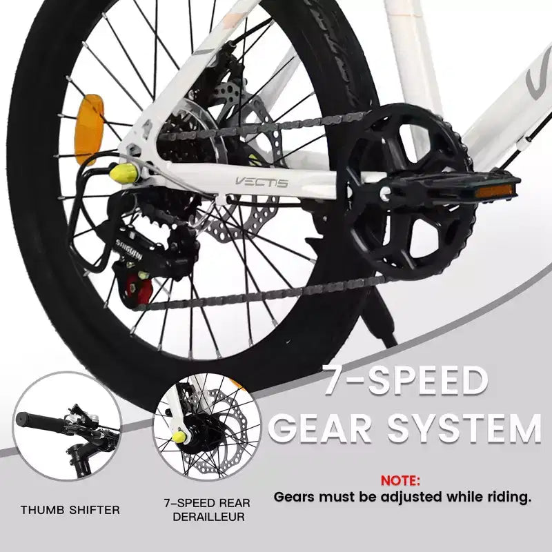 Bicicleta para niños Okak 20IN con 7 velocidades y cuadro de acero, bicicleta para niños con frenos de disco dobles y neumáticos de 1.75IN, bicicletas tipo crucero para niños y niñas