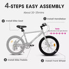 Bicicleta para niños Okak 20IN con 7 velocidades y cuadro de acero, bicicleta para niños con frenos de disco dobles y neumáticos de 1.75IN, bicicletas tipo crucero para niños y niñas