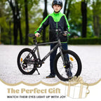 Bicicleta para niños Okak 20IN con 7 velocidades y cuadro de acero, bicicleta para niños con frenos de disco dobles y neumáticos de 1.75IN, bicicletas tipo crucero para niños y niñas