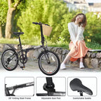 Bicicleta Plegable Okak de 20 pulgadas con Cesta Delantera, Soporte para Teléfono y Guardabarros, Bicicleta de 6 Velocidades para Adultos con Cuadro de Acero y Frenos V Dobles, Bicicleta para Hombres y Mujeres