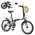 Bicicleta Plegable Okak de 20 pulgadas con Cesta Delantera, Soporte para Teléfono y Guardabarros, Bicicleta de 6 Velocidades para Adultos con Cuadro de Acero y Frenos V Dobles, Bicicleta para Hombres y Mujeres