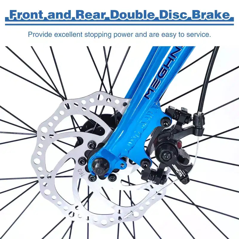 Bicicleta Plegable Okak de 20 Pulgadas con Cuadro de Aluminio Ligero, Bicicletas Cruiser de 7 Velocidades con Asiento y Manillar Ajustables para Traslados Urbanos, Azul