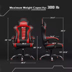 Yaheetech Silla ergonómica de piel sintética para juegos, silla ejecutiva de ordenador con reposabrazos acolchados