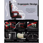 Yaheetech Silla ergonómica de piel sintética para juegos, silla ejecutiva de ordenador con reposabrazos acolchados