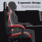 Yaheetech Silla ergonómica de piel sintética para juegos, silla ejecutiva de ordenador con reposabrazos acolchados