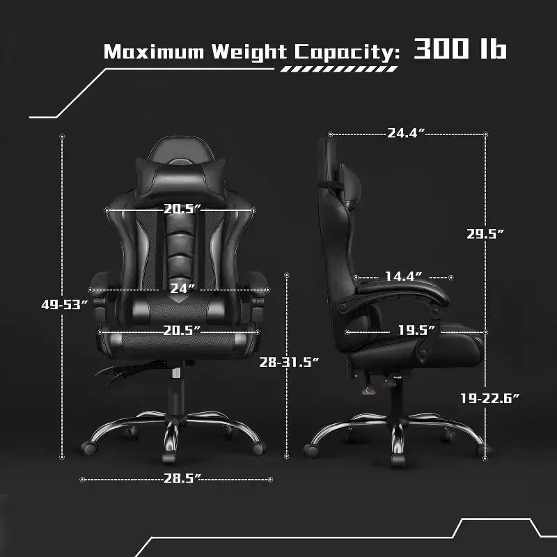 Yaheetech Silla ergonómica de piel sintética para juegos, silla ejecutiva de ordenador con reposabrazos acolchados