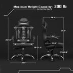 Yaheetech Silla ergonómica de piel sintética para juegos, silla ejecutiva de ordenador con reposabrazos acolchados