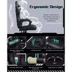 Yaheetech Silla ergonómica de piel sintética para juegos, silla ejecutiva de ordenador con reposabrazos acolchados