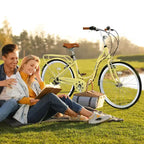 Bicicleta de playa NAYSAYE 24 para mujer, bicicleta de 7 velocidades, bicicletas de crucero completas con doble freno en V, bicicleta urbana para mujer y hombre