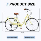 Bicicleta de playa NAYSAYE 24 para mujer, bicicleta de 7 velocidades, bicicletas de crucero completas con doble freno en V, bicicleta urbana para mujer y hombre