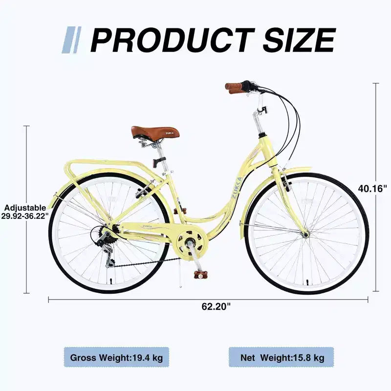 Bicicleta de playa NAYSAYE 24 para mujer, bicicleta de 7 velocidades, bicicletas de crucero completas con doble freno en V, bicicleta urbana para mujer y hombre