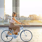 Bicicleta de playa NAYSAYE 24 para mujer, bicicleta de 7 velocidades, bicicletas de crucero completas con doble freno en V, bicicleta urbana para mujer y hombre