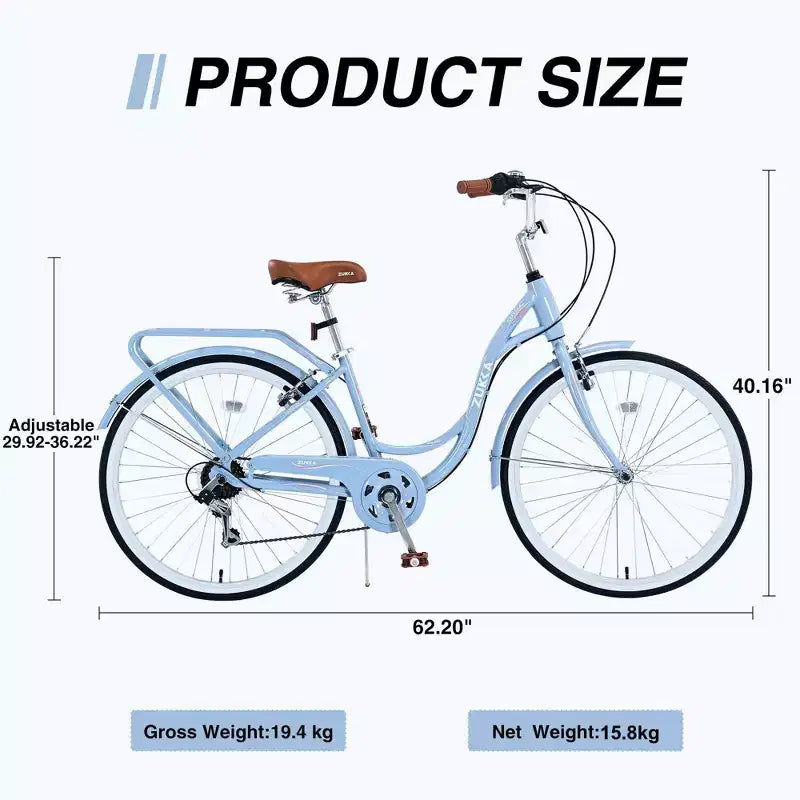 Bicicleta de playa NAYSAYE 24 para mujer, bicicleta de 7 velocidades, bicicletas de crucero completas con doble freno en V, bicicleta urbana para mujer y hombre