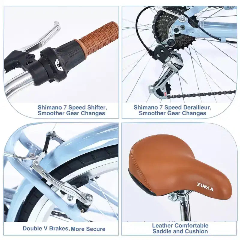 Bicicleta de playa NAYSAYE 24 para mujer, bicicleta de 7 velocidades, bicicletas de crucero completas con doble freno en V, bicicleta urbana para mujer y hombre