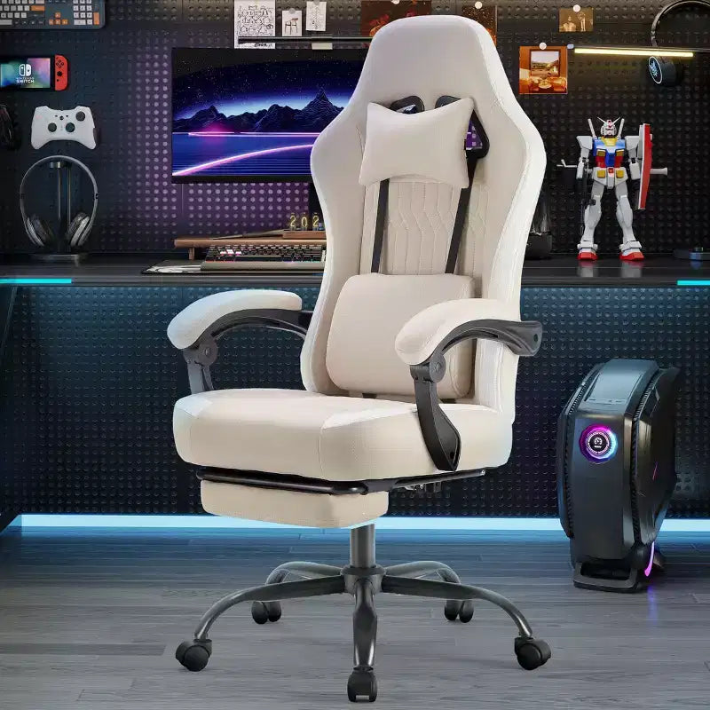 Silla de juegos Bestier con soporte lumbar, silla de oficina con altura ajustable, reposabrazos y reposacabezas, ruedas giratorias 360