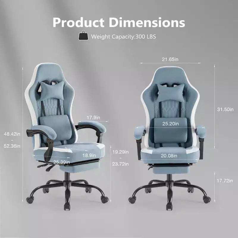 Silla de juegos Bestier con soporte lumbar, silla de oficina con altura ajustable, reposabrazos y reposacabezas, ruedas giratorias 360