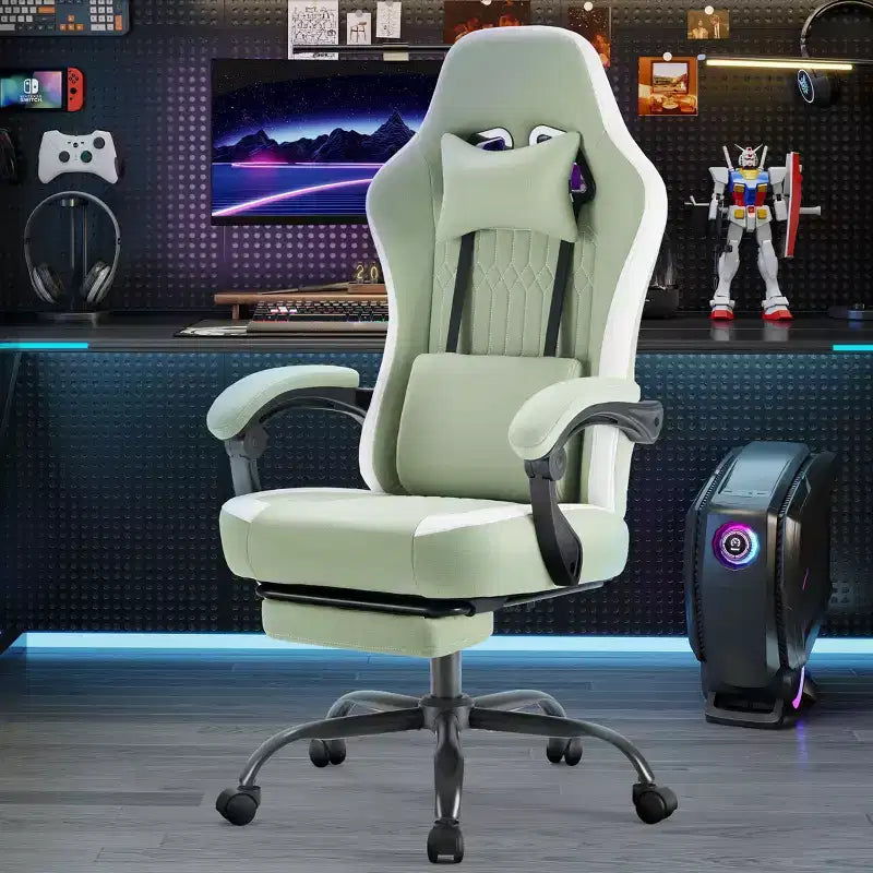 Silla de juegos Bestier con soporte lumbar, silla de oficina con altura ajustable, reposabrazos y reposacabezas, ruedas giratorias 360