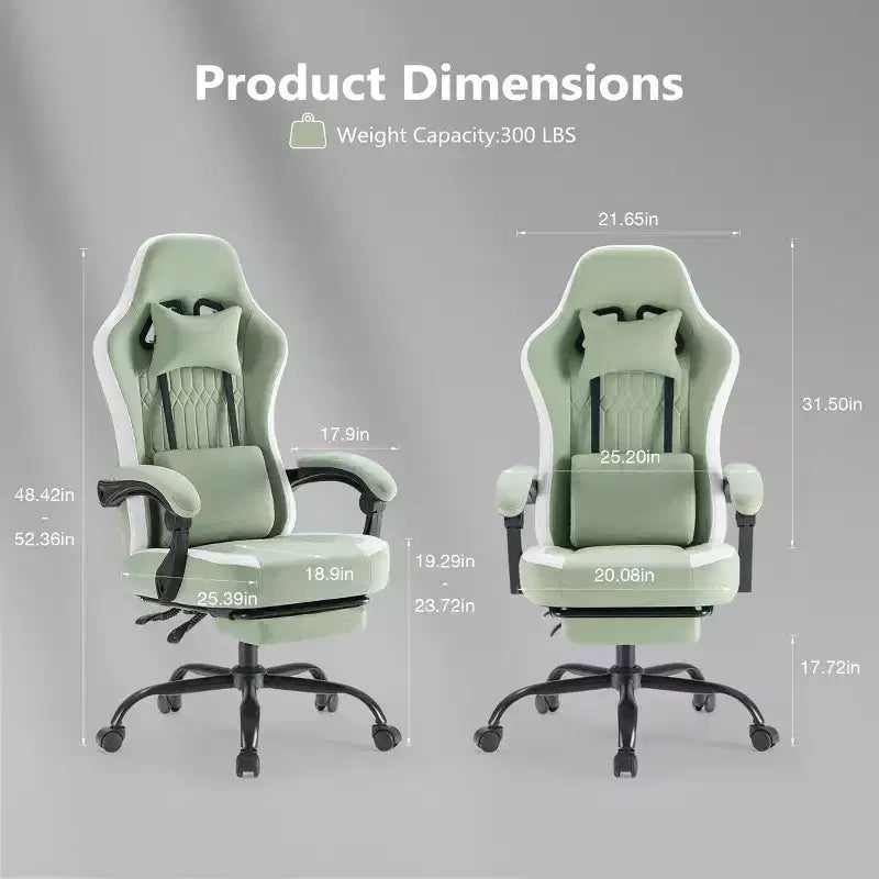 Silla de juegos Bestier con soporte lumbar, silla de oficina con altura ajustable, reposabrazos y reposacabezas, ruedas giratorias 360