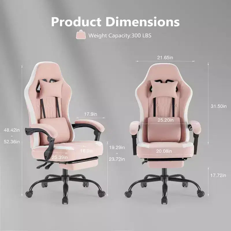 Silla de juegos Bestier con soporte lumbar, silla de oficina con altura ajustable, reposabrazos y reposacabezas, ruedas giratorias 360