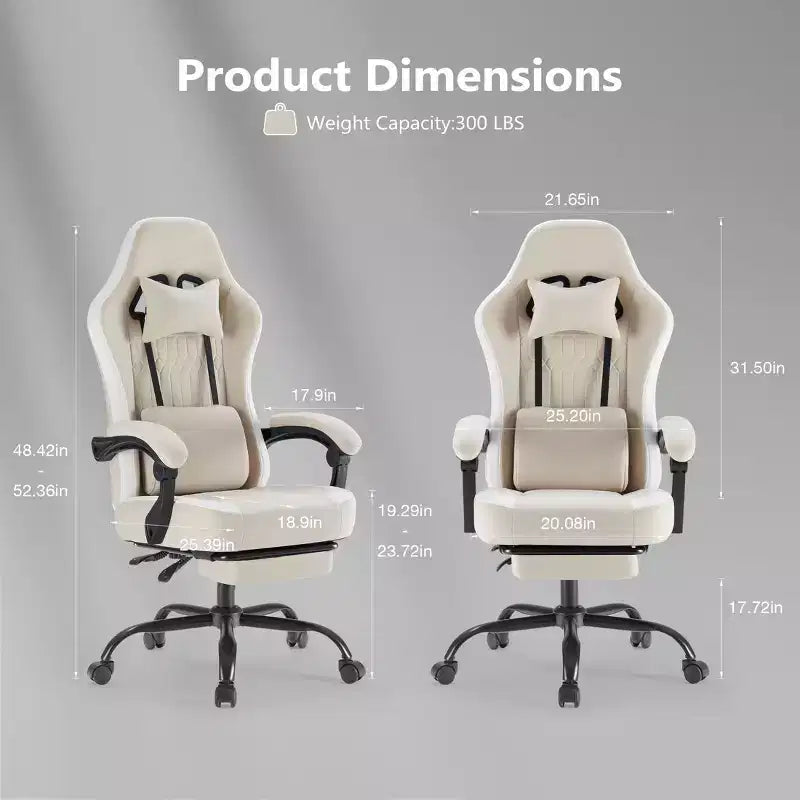 Silla de juegos Bestier con soporte lumbar, silla de oficina con altura ajustable, reposabrazos y reposacabezas, ruedas giratorias 360
