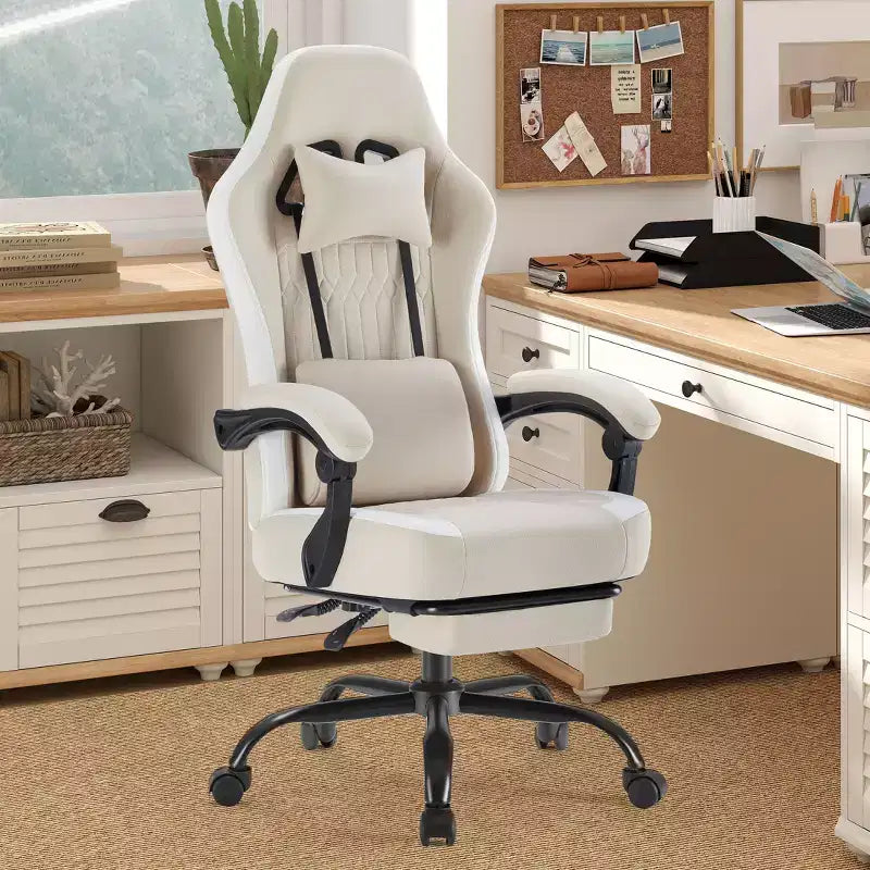 Silla de juegos Bestier con soporte lumbar, silla de oficina con altura ajustable, reposabrazos y reposacabezas, ruedas giratorias 360