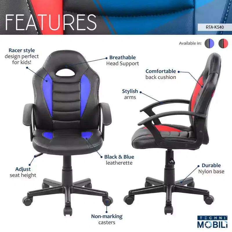 Silla con ruedas Racer de juego y estudio Techni Mobili para niños