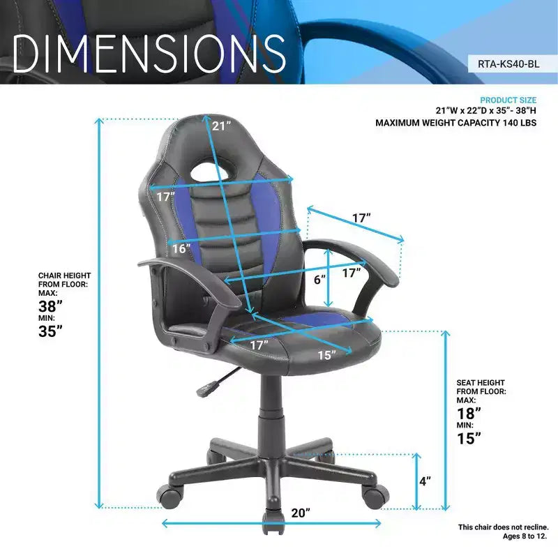 Silla con ruedas Racer de juego y estudio Techni Mobili para niños