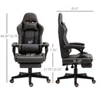 Silla Gaming de Carreras de Piel Sintética con Diseño de Diamante, Silla de Oficina Gamer Reclinable Giratoria con Reposapiés, Soporte Lumbar y Altura Ajustable
