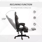 Silla Gaming de Carreras de Piel Sintética con Diseño de Diamante, Silla de Oficina Gamer Reclinable Giratoria con Reposapiés, Soporte Lumbar y Altura Ajustable